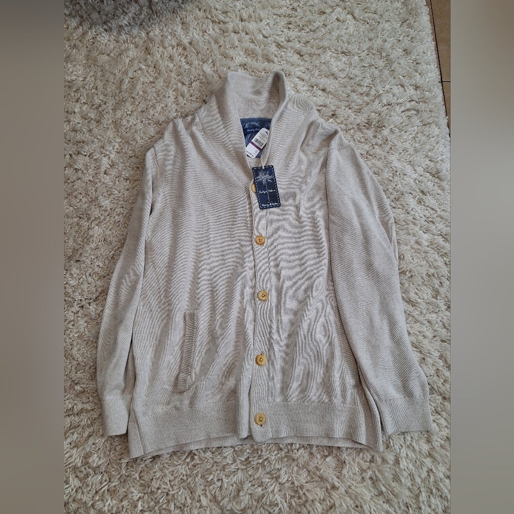 Tommy Bahama Cotton Palm Perfection Shawl Collar Cardigan Sweater NWT XXL $198